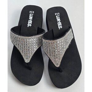 Lukees by Muk Luks Women's Wedge Flip-Flop Sandals size 5-6